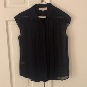 Ann Taylor Loft XS sheer navy blouse